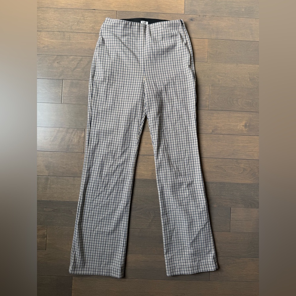 SUNDAY BEST By Aritzia Freshman Check Pants Plaid Straight Leg High Waist